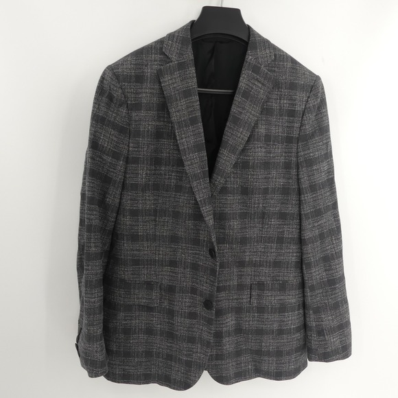 J. Lindeberg 2-Button Digi Check Hopper Soft Cotton Sport Coat Gray Men's‎ 40R - Picture 1 of 6